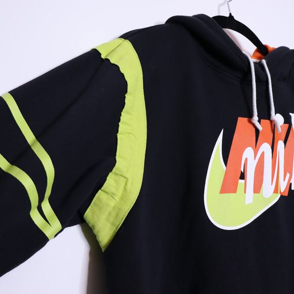 NIKE NSW AF1 Pullover Hoodie Neon Multicolor Colorblock Oversized Women's M - Picture 8 of 13